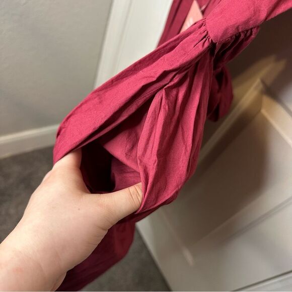 BNWT Ivy City Co Maroon Floral Heidi Dress Tie Waist Cotton Dress XL Cottagecore - Picture 8 of 14